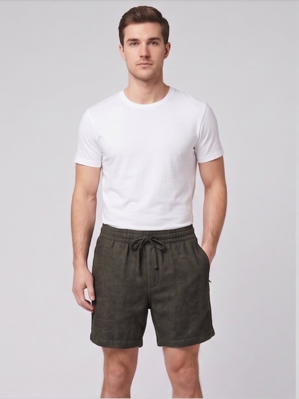 Abercrombie Mens Linen Blend Shorts S Pebble Black Dual Side Pockets Zipper